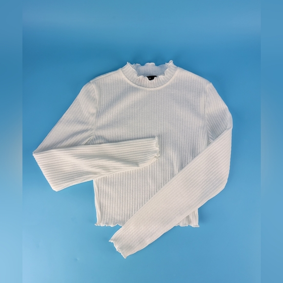 Shein Junior Teens Mock Neck Crop Top Long Sleeve Size Small  White - Picture 9 of 9